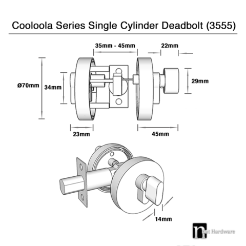 Round Single Cylinder Deadbolt - Brass Finish | nBat Hardware
