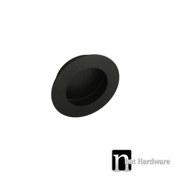 Matt Black Round Sliding Flush Pull - 65mm - Image 2