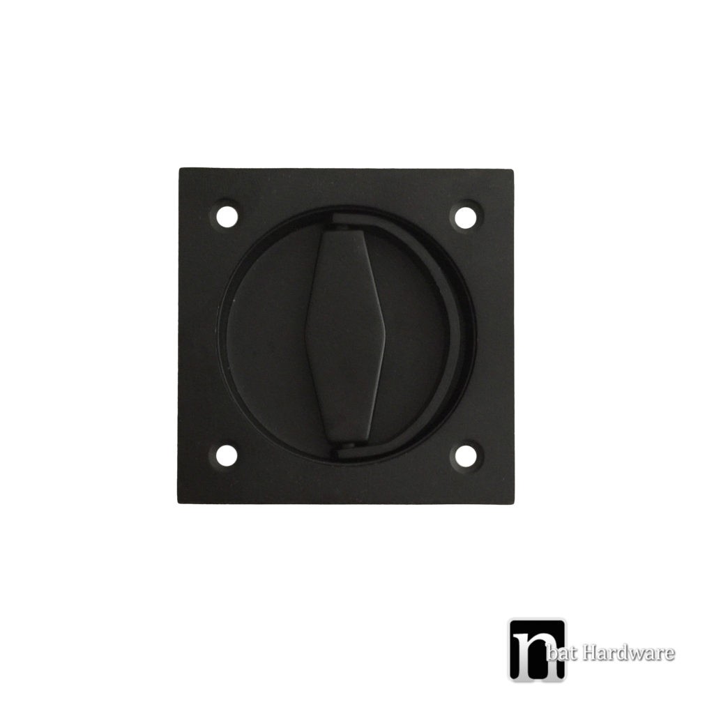 Matt Black Sliding Door Flush Pull and Ring nBat Hardware