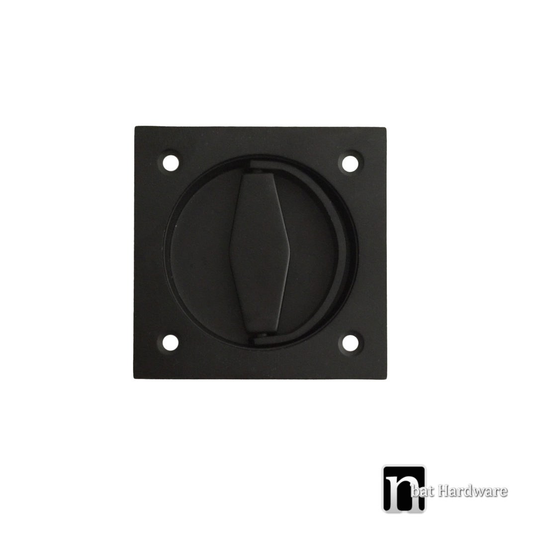Matt Black Sliding Door Flush Pull and Ring nBat Hardware