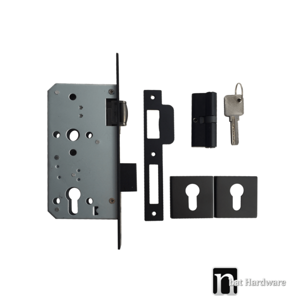 Mortice Lock with an adjustable Roller - Matt Black Finish - Image 2