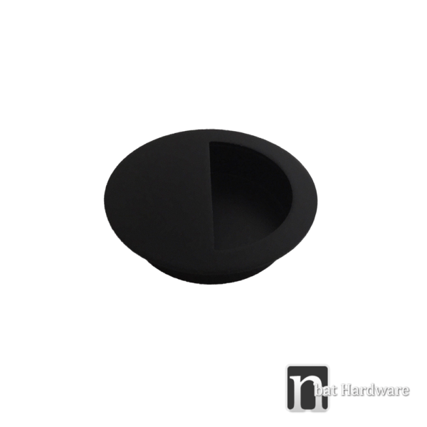 Matt Black Round Sliding Flush Pull - 90mm - Image 2