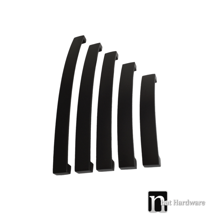 224mm Matt Black Curved kitchen Handles nBat Hardware