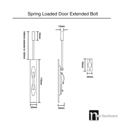 Spring Loaded Door Flush Bolt Extended Rod | nBat Hardware