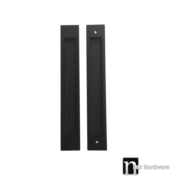 Large Matt Black Rectangle Sliding Flush Pulls (Pair) - 250mm x 38mm - Image 3