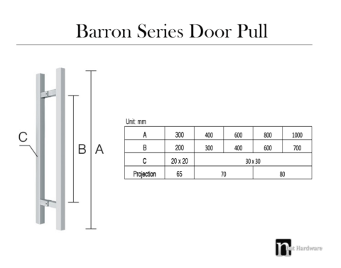 800mm Matt Black Square Entry Door Pulls | nBat Hardware