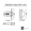 Adjustable Tongue Roller Latch - Brushed Brass Finish - Image 2
