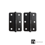 Matt Black Radius Corner Door Hinges (Pair) - 85 x 60 x 1.6mm