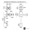 Matt Black Architectural Lever Pull with Deadbolt (3111MB-EP) - Como Series - Image 3