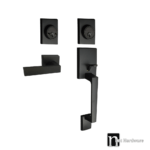 Matt Black Architectural Lever Pull with Deadbolt (3111MB-EP) - Como Series