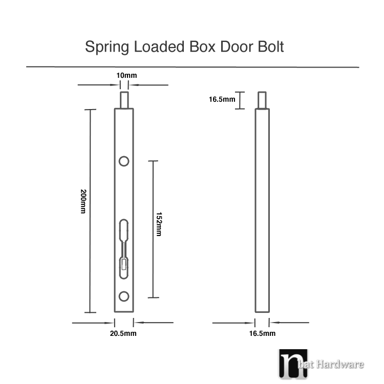 Box Type Matt Black Spring Loaded Door Bolt | nBat Hardware