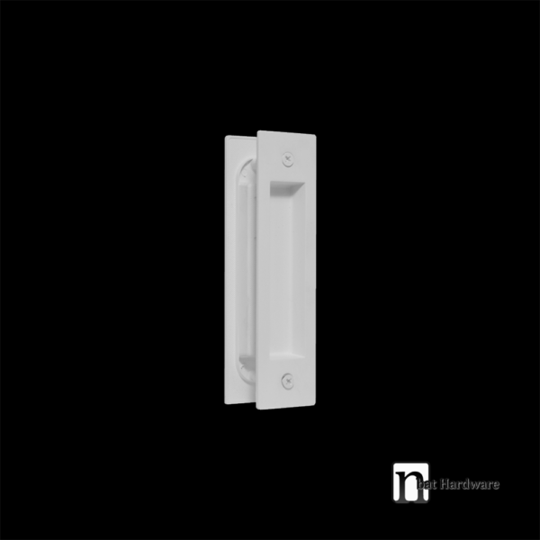 White Finish Rectangle Sliding Flush Pulls (Pair) - 150mm x 38mm - Image 3