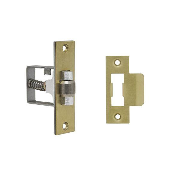 Adjustable Tongue Roller Latch - Brushed Brass Finish