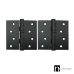 100 x 100 x 3mm Extra Wide Door Hinges (Pair) - Matt Black Finish