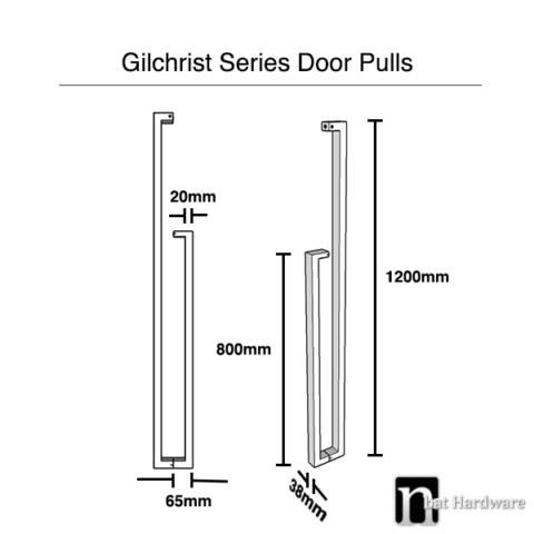 Black 1200mm back to back 800mm Door Pulls | nBat Hardware