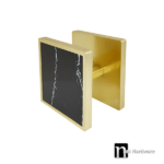 Brass Finish Square Plate Door Pulls with Black Stone - York Series