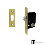Sliding Hook Lock with a Narrow Backset  - Brushed Brass Finish