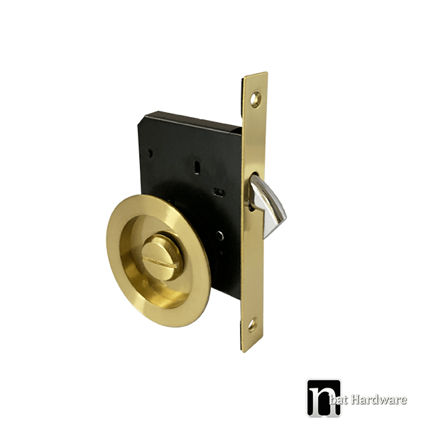 Brass Finish Sliding Privacy Round Handle Set | NBat Hardware