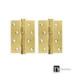 100 x 75 x 3mm Door Hinges (Pair) - Brass Finish