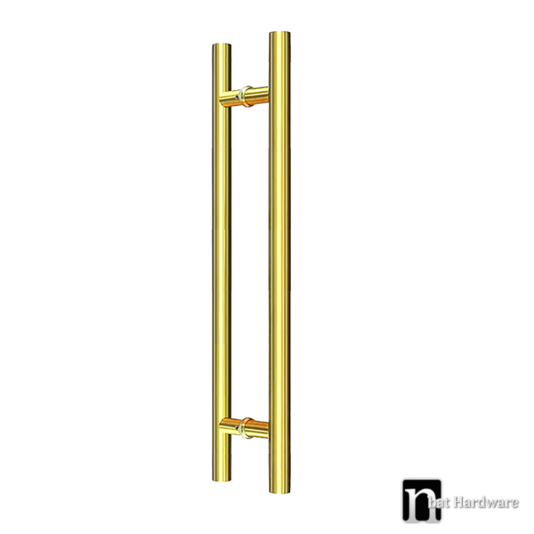 Brushed Brass Finish 1500mm Round Door Pull (Pair) - Bisset Series