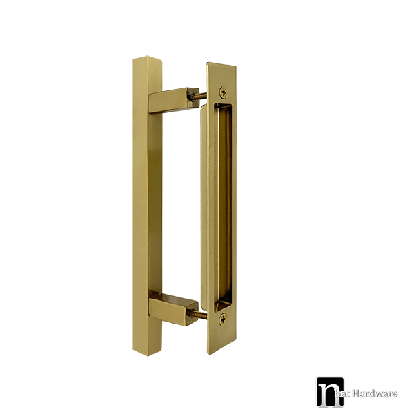 Brass Finish Barn Door Flush Pull Handle nBat Hardware