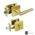 Torrens Series Entrance Handle Set - Brushed Brass Finish