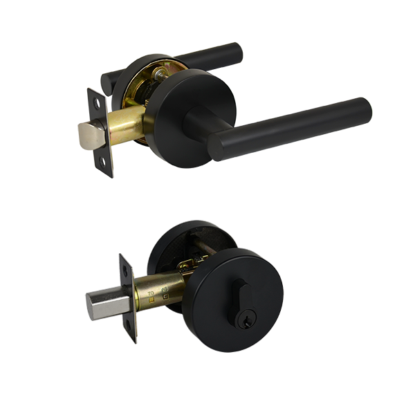 Matt Black Double Cylinder Entrance Set - Lachlan Series