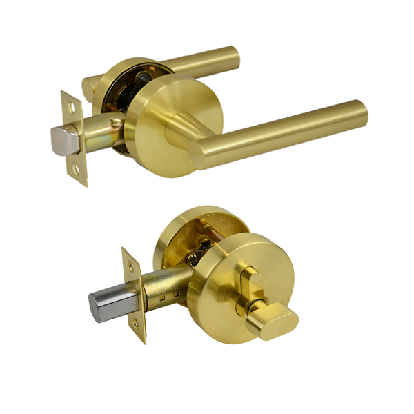 Lachlan Series Entrance Lever Lockset - Brushed Brass Finish