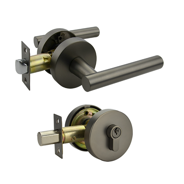 Gunmetal Finish Double Cylinder Entrance Set - Lachlan Series