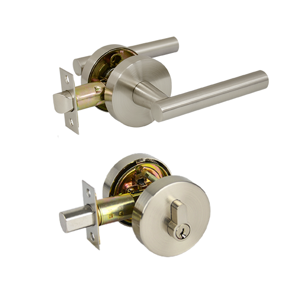 Satin Nickel Double Cylinder Entrance Set - Lachlan Series