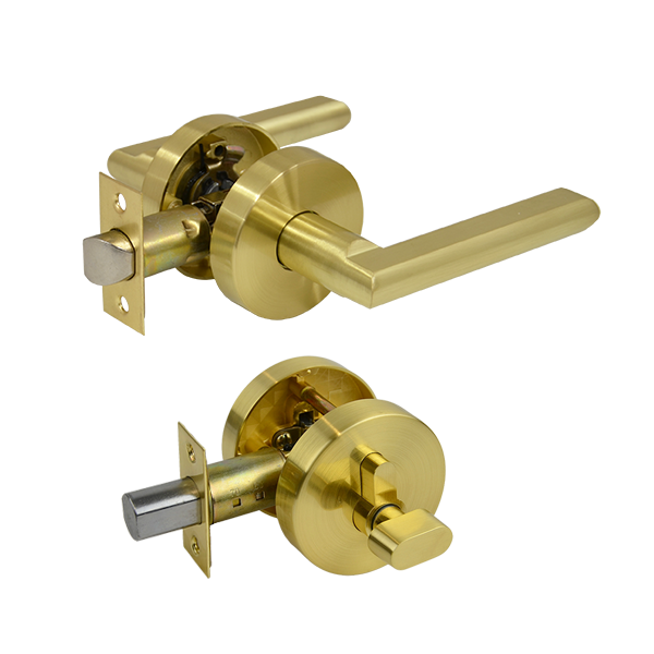 St Clair Series Entrance Handle Set - Brushed Brass Finish