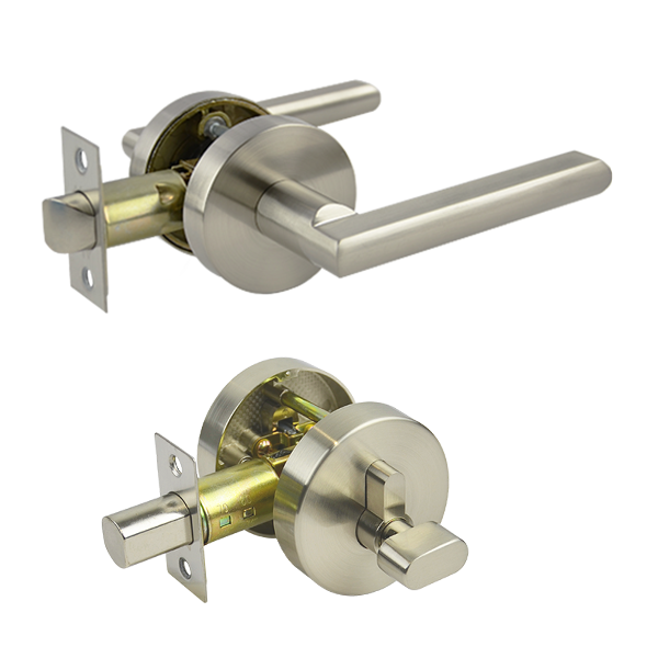 St Clair Series Entrance Handle Set - Satin Nickel Finish