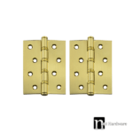 100 x 72 x  2mm Door Hinges (Pair) - Brass Finish