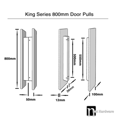 800mm Matt Black Entry Door Pulls | nBat Hardware