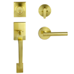 Brushed Brass Finish Architectural Lever Pull with Deadbolt - Lachlan Series