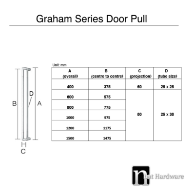 1500mm U Shaped Entry Door Pull Handles | nBat Hardware