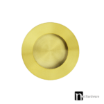 90mm Round Sliding Flush Pull - Brushed Brass Finish