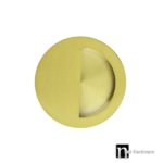 90mm Round Sliding Flush Pull  (Semi Closed) - Brushed Brass Finish