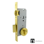 Heavy Duty Round Plated Roller Mortice Lock - Brass Finish