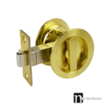 Maxwell Series Round Sliding Privacy Set - Brushed Brass Finish