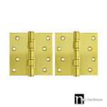 100 x 100 x 3mm Extra Wide Door Hinges (Pair) - Brass Finish