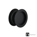 75mm Round Sliding Flush Pulls (Pair) - Matt Black Finish