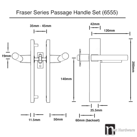 Black Passage Lever Set - Fraser Series | nBat Hardware