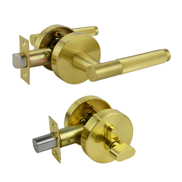 Brushed Brass Finish Entry Lever Lockset -  Esperance Series