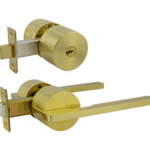 Brushed Brass Entry Lever Lockset - Pedder Series