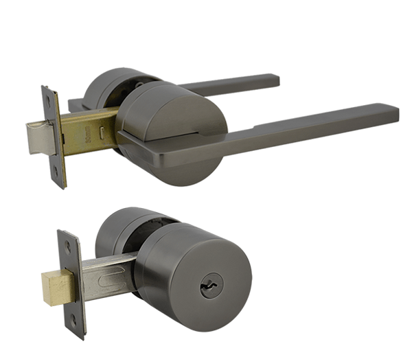 Gunmetal Finish Entry Lever Lockset - Pedder Series