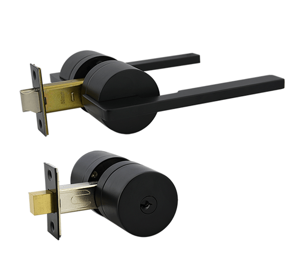 Matt Black Entry Lever Lockset - Pedder Series