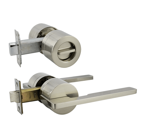Satin Nickel Finish Privacy Lever Set - Pedder Series