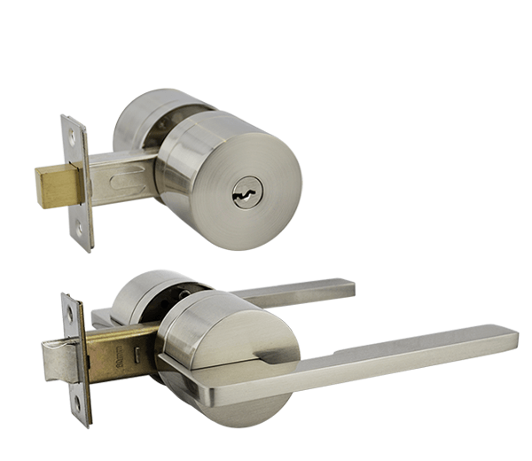 Satin Nickel Finish Entry Lever Lockset -  Pedder Series