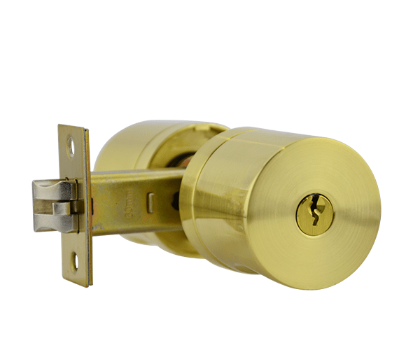 Brushed Brass Entrance Knob Lockset - Oberon Series